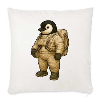 Mignon pingouin astronaute dans l’aventure spatiale - Housse de coussin décorative 45 x 45 cm - blanc nature - Devant