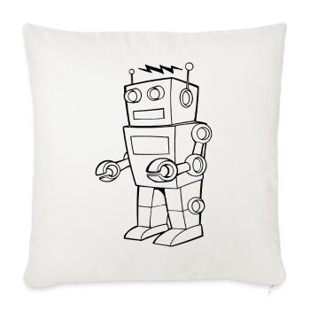 Robot Vintage Croquis Design - Housse de coussin décorative 45 x 45 cm - blanc nature - Devant