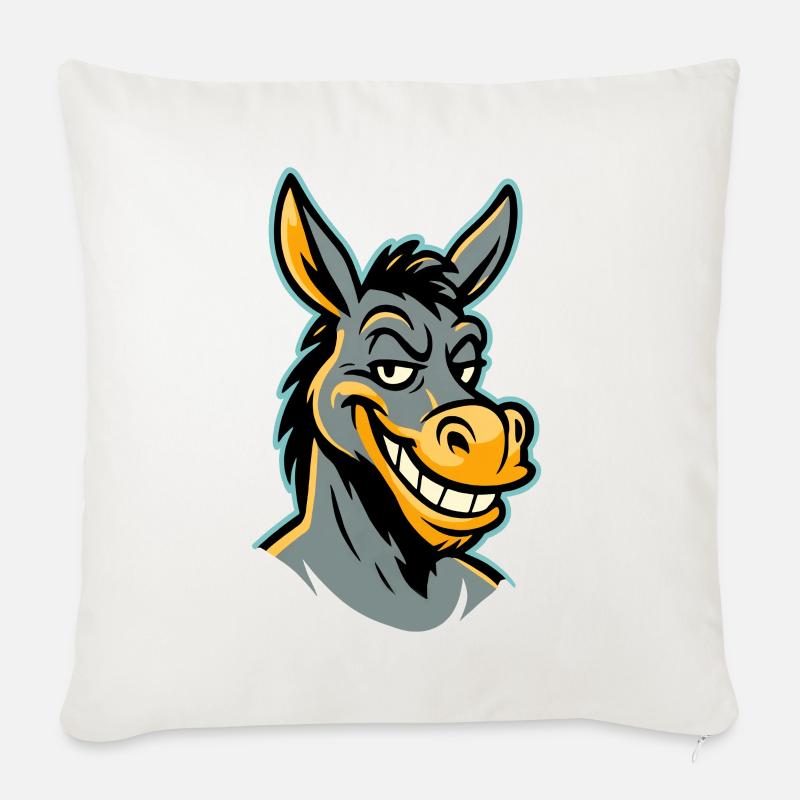 Frech grinsender Esel - Sofakissenbezug 45 x 45 cm - Naturweiß
