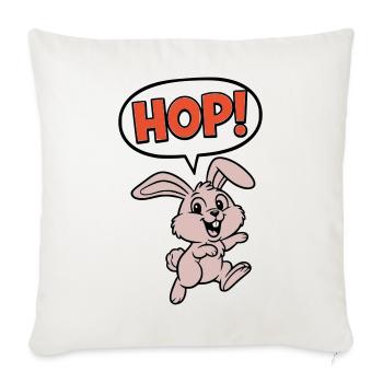 HOP ! Vecteur d’action comique Bunny Jumping - Housse de coussin décorative 45 x 45 cm - blanc nature - Devant