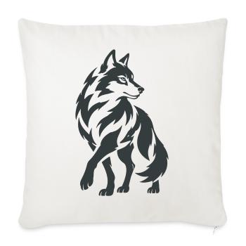 Geometrischer Wolf – Silhouette - Sofakissenbezug 45 x 45 cm - Naturweiß  - Vorne