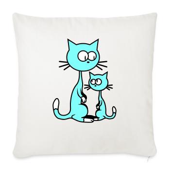 2 Curious Cats Looking Funny Mom Dad Child - Sofa pillowcase 17,3'' x 17,3'' (45 x 45 cm) - natural white - Front