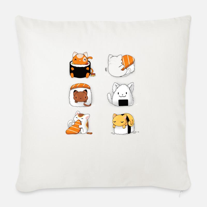 SUSHI KATZE - Sofakissenbezug 45 x 45 cm - Naturweiß 