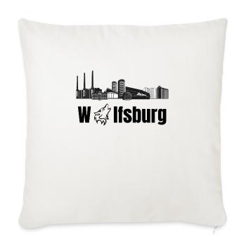 Wolfsburg Fanartikel Wolfsburg Skyline Wölfe Wolf - Sofakissenbezug 45 x 45 cm - Naturweiß  - Vorne