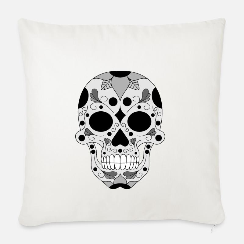 calavera schwarze Version - Sofakissenbezug 45 x 45 cm - Naturweiß 