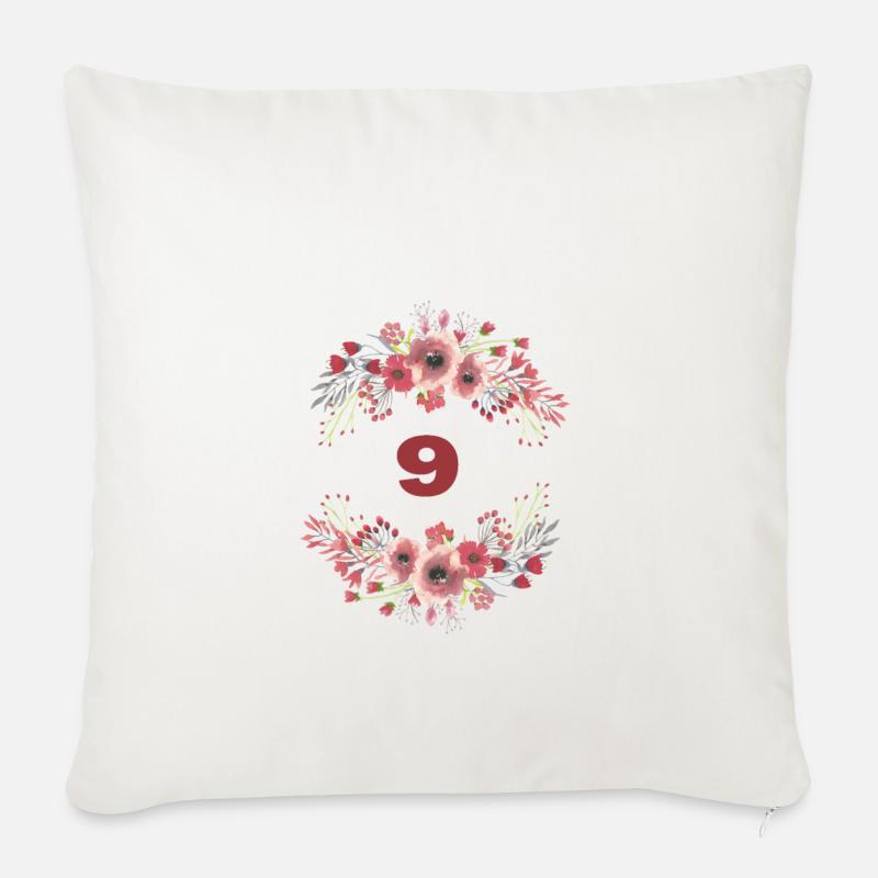9ème anniversaire - Housse de coussin décorative 45 x 45 cm - blanc nature