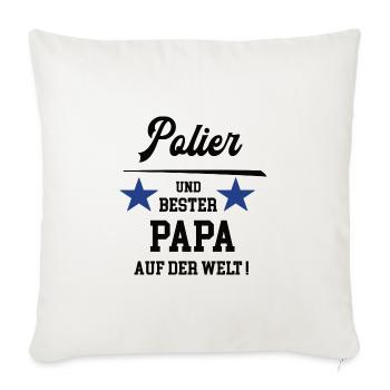Bester Papa Polier Bau Handwerker Bauleitung - Sofakissenbezug 45 x 45 cm - Naturweiß  - Vorne