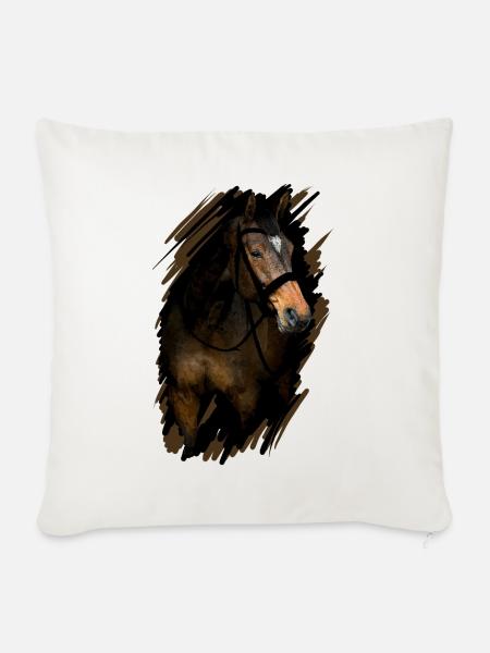 Pferd - Sofakissenbezug 45 x 45 cm - Naturweiß