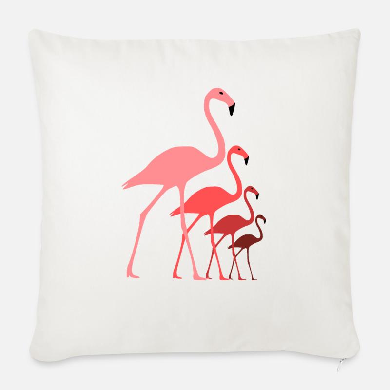 Flamingo - Sofakissenbezug 45 x 45 cm - Naturweiß 