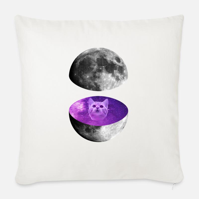 Galaxy Moon Cat - Sofakissenbezug 45 x 45 cm - Naturweiß 