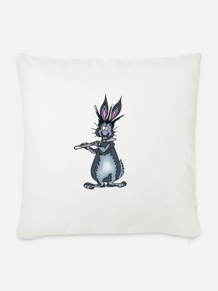 Hase Querflöte - Sofakissenbezug 45 x 45 cm - Naturweiß