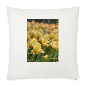 Tulpenmeer gelb - Sofakissenbezug 45 x 45 cm - Naturweiß  - Vorne