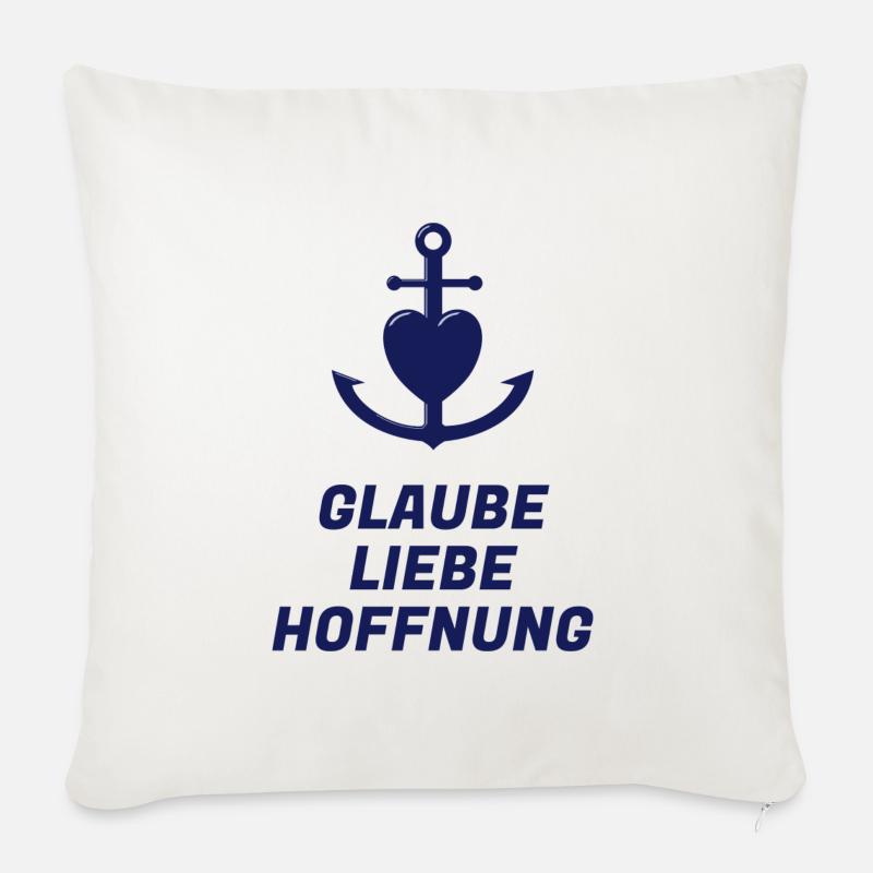 Glaube Liebe Hoffnung - Sofakissenbezug 45 x 45 cm - Naturweiß 
