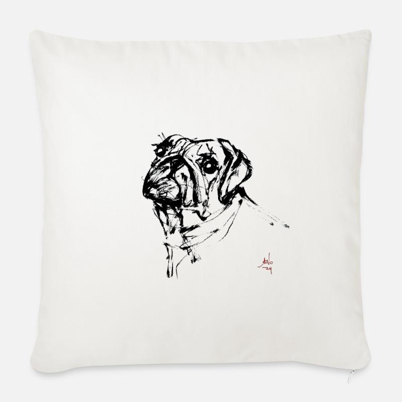 pug - Housse de coussin décorative 45 x 45 cm - blanc nature