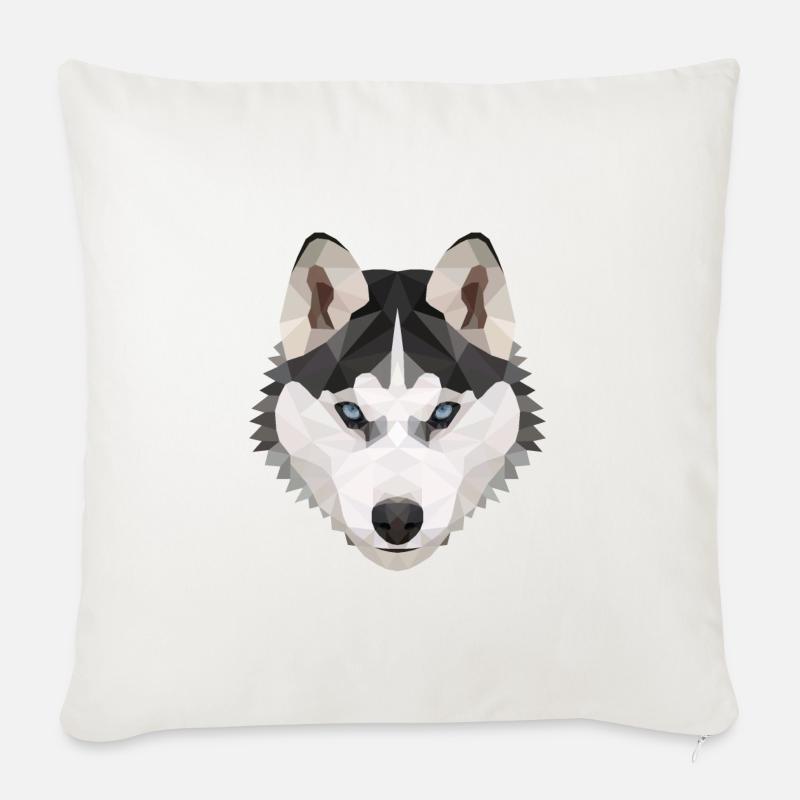 Husky Polygon Hund Eis Schnee Tierliebe Geschenk - Sofakissenbezug 45 x 45 cm - Naturweiß