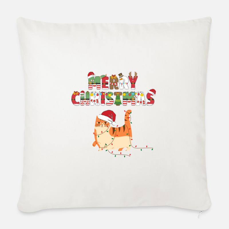 Merry Christmas - Sofakissenbezug 45 x 45 cm - Naturweiß 