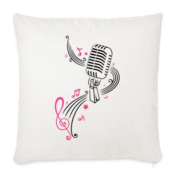 Retro microphone with music notes and clef. - Sofa pillowcase 17,3'' x 17,3'' (45 x 45 cm) - natural white - Front