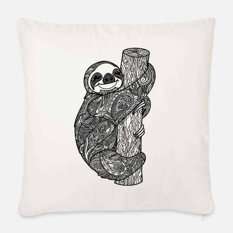 Sloth zentangle - Sofa pillowcase 17,3'' x 17,3'' (45 x 45 cm) - natural white