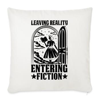 Leaving Reality entering fiction leseratte bücherw - Sofa pillowcase 17,3'' x 17,3'' (45 x 45 cm) - natural white - Front