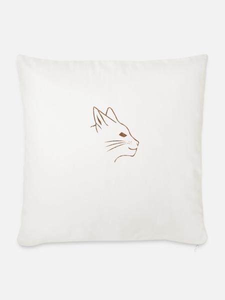 Katzenfreunde Katze - Sofakissenbezug 45 x 45 cm - Naturweiß
