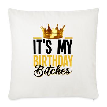 Aujourd'hui c'est mon anniversaire - Housse de coussin décorative 45 x 45 cm - blanc nature - Devant