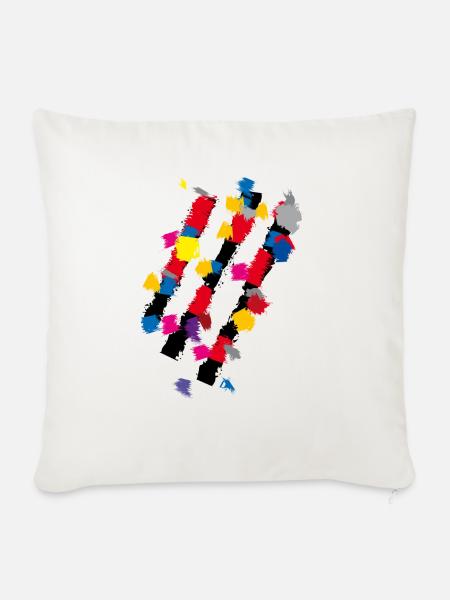 Abstrakt - Kunst Streifen Deko - Sofakissenbezug 45 x 45 cm - Naturweiß 