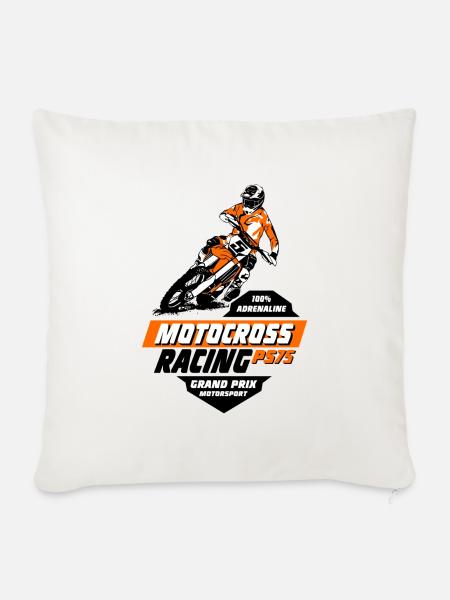 Moto Cross - Motocross - Supercross - Sofakissenbezug 45 x 45 cm - Naturweiß 