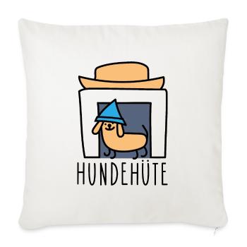 Lustige Hunde Hütte mit Hut - Sofakissenbezug 45 x 45 cm - Naturweiß  - Vorne