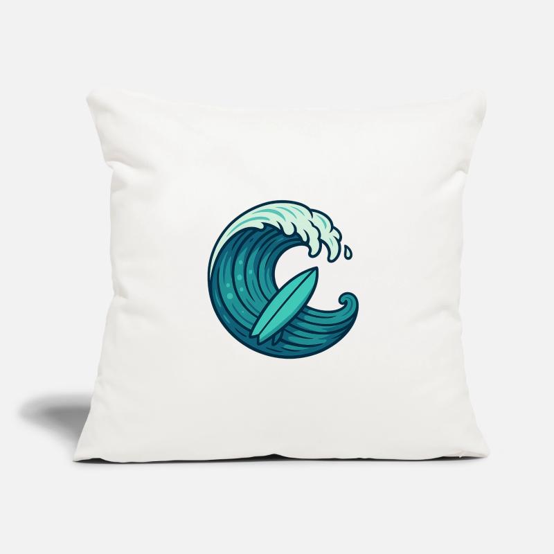Surf Wave - Conception de planche de surf rétro Housse de coussin décorative 45 x 45 cm