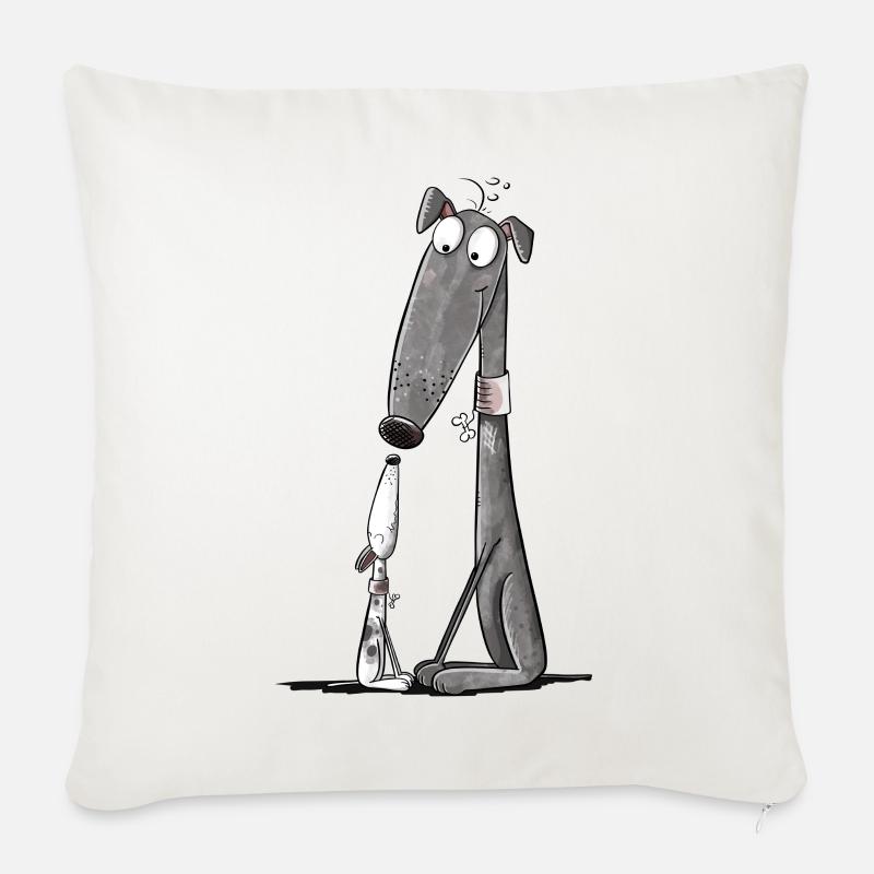 Windhund Mama mit Welpe I Whippet Hund - Sofakissenbezug 45 x 45 cm - Naturweiß