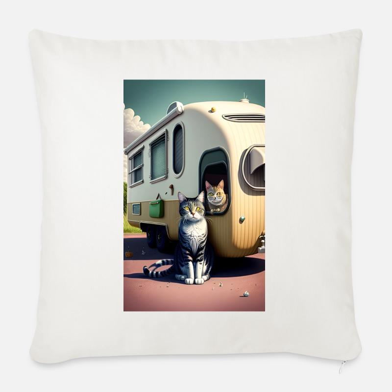 Les meilleurs souvenirs sont faits en camping - Housse de coussin décorative 45 x 45 cm - blanc nature
