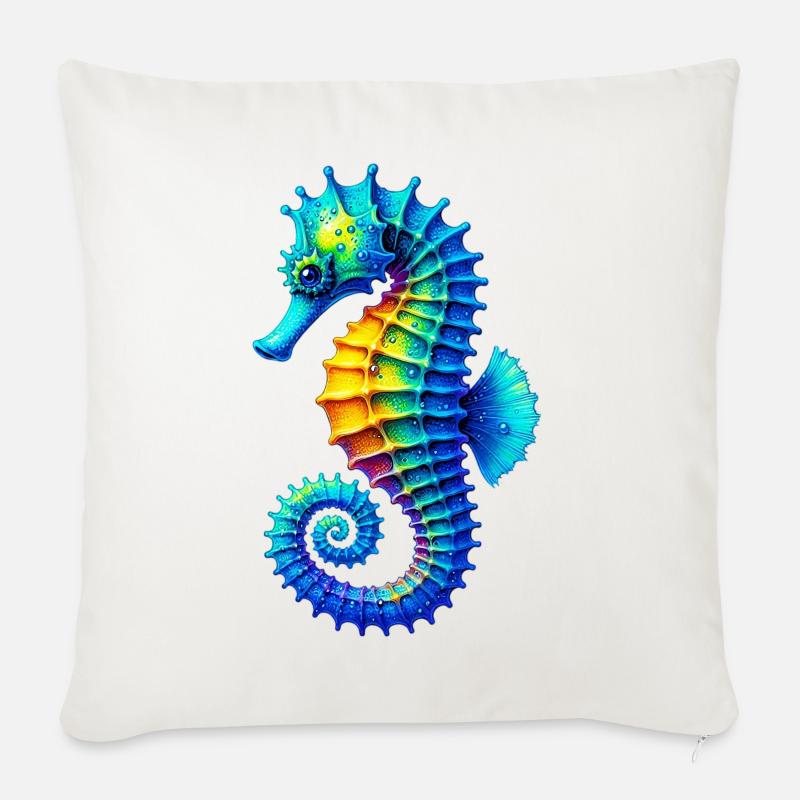 Seepferdchen - Sofakissenbezug 45 x 45 cm - Naturweiß 