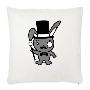 Mr. Bunny Gentleman Chapeau haut de forme Monocle Lunettes - Housse de coussin décorative 45 x 45 cm - blanc nature - Devant