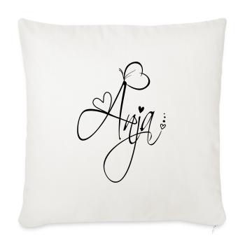 Anja Last name First name Girl Calligraphy Decor - Sofa pillowcase 17,3'' x 17,3'' (45 x 45 cm) - natural white - Front