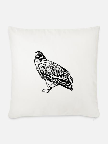 Falken Vogel Vögel - Sofakissenbezug 45 x 45 cm - Naturweiß