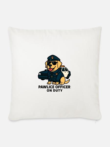 Pawlice Officer – Lustiger Polizeihund - Sofakissenbezug 45 x 45 cm - Naturweiß 