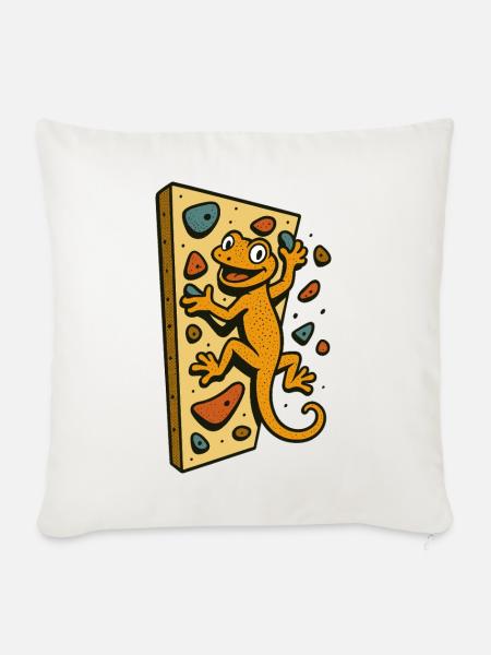Bouldern Gecko Echse Klettern Retro Geschenk - Sofakissenbezug 45 x 45 cm - Naturweiß