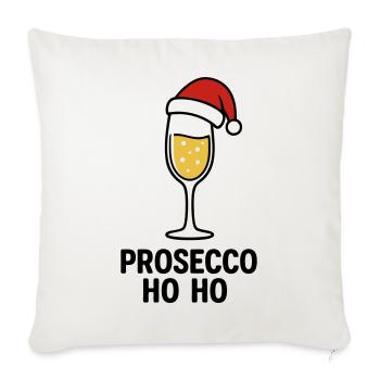 Prosecco Ho Ho – Pull de Noël au prosecco - Housse de coussin décorative 45 x 45 cm - blanc nature - Devant