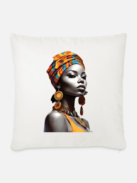Afro Kulturelle Eleganz - Sofakissenbezug 45 x 45 cm - Naturweiß 