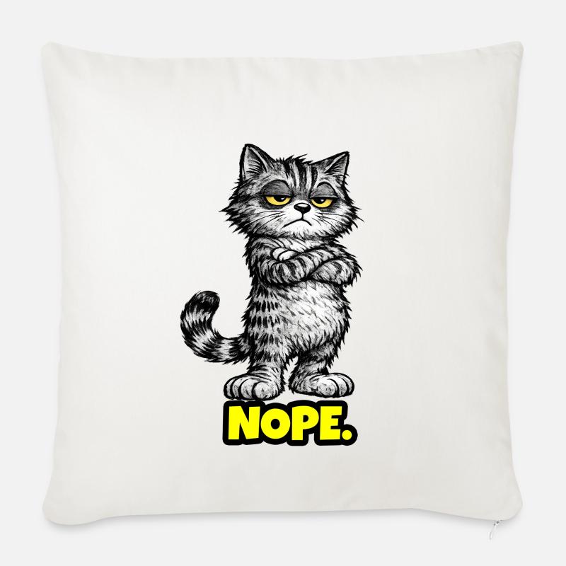 Nope. – Grumpy Katze (Chef Vibes) - Housse de coussin décorative 45 x 45 cm - blanc nature