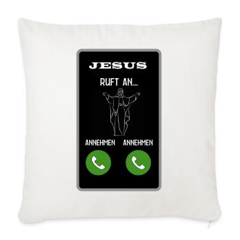 Jesus ruft an - Sofakissenbezug 45 x 45 cm - Naturweiß  - Vorne