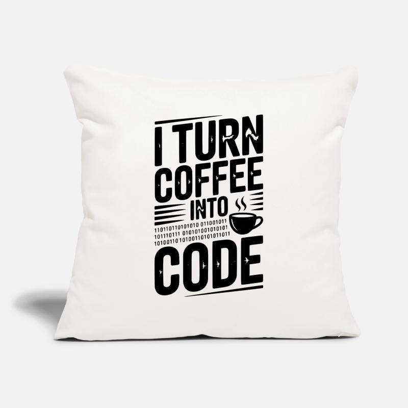Je transforme le café en code Housse de coussin décorative 45 x 45 cm