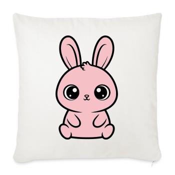 Kawaii Bunny Pink Big Eyes Cute - Sofa pillowcase 17,3'' x 17,3'' (45 x 45 cm) - natural white - Front