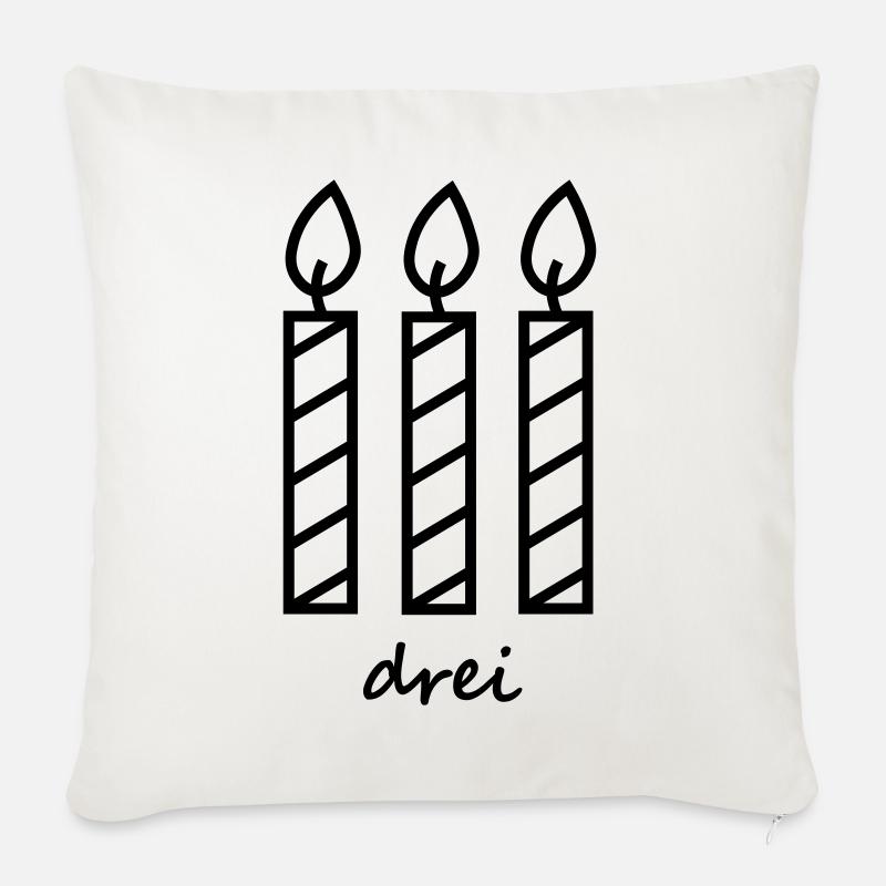 Geburtstag drei Kerzen - Sofakissenbezug 45 x 45 cm - Naturweiß 