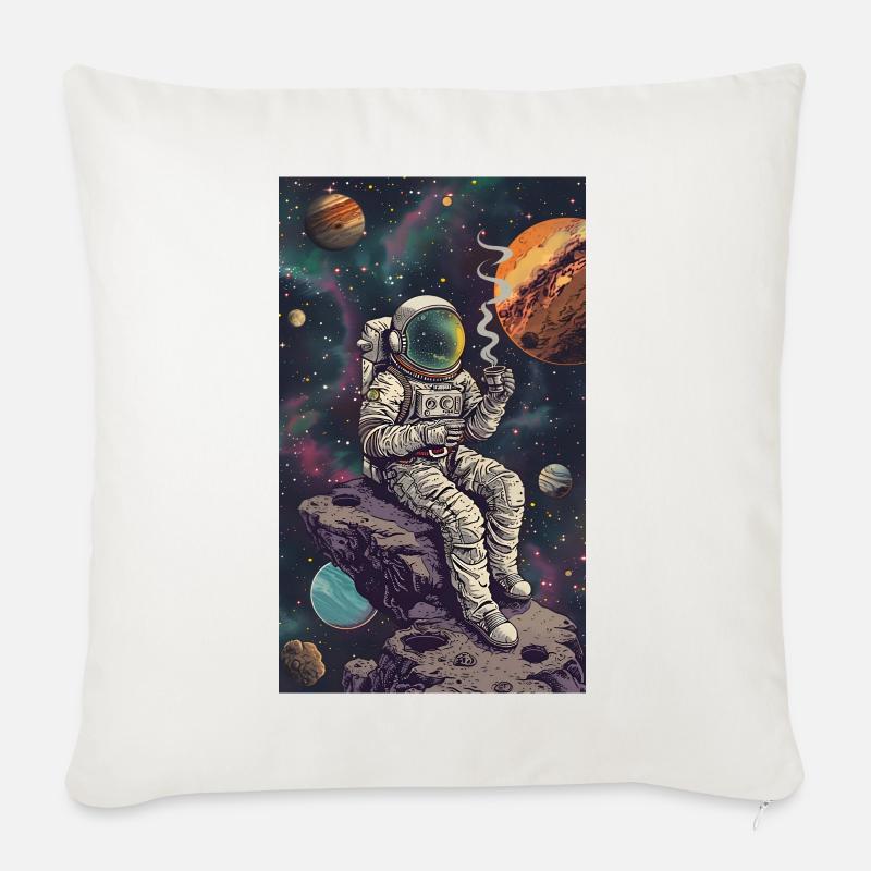 Astronaut on an asteroid in space - Sofa pillowcase 17,3'' x 17,3'' (45 x 45 cm) - natural white