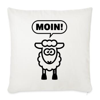Moin! (Schaf Deichschaf Lamm Plattdeutsch / Black) - Sofakissenbezug 45 x 45 cm - Naturweiß  - Vorne