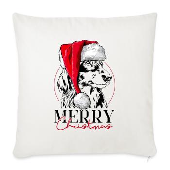 Santa LONGHAIR DACHSHUND Merry Christmas Dog Wilsigns - Sofa pillowcase 17,3'' x 17,3'' (45 x 45 cm) - natural white - Front