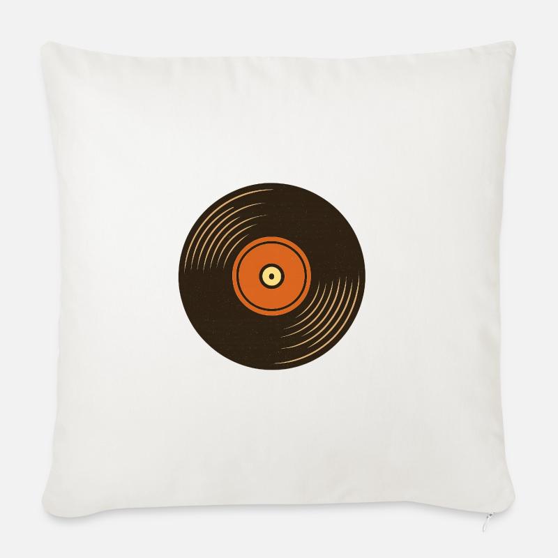 Retro Plattenspieler Design - Sofakissenbezug 45 x 45 cm - Naturweiß 