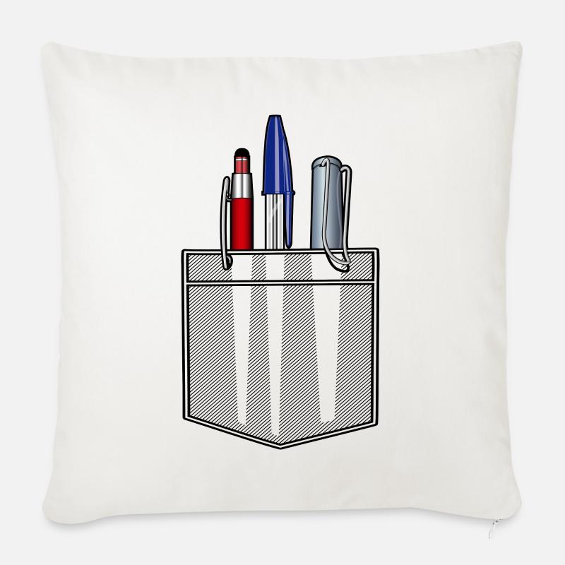 Poche chemise avec ustensiles d’écriture - Housse de coussin décorative 45 x 45 cm - blanc nature