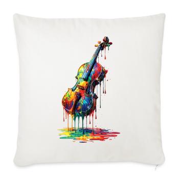 Violin with dripping paint - Sofa pillowcase 17,3'' x 17,3'' (45 x 45 cm) - natural white - Front